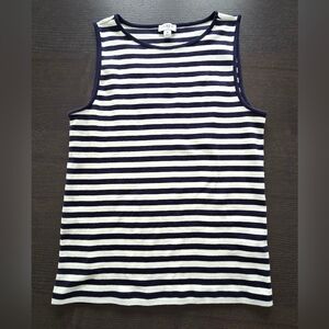 J.Crew~Striped Cotton Tank Top~Navy Blue & White~Size M